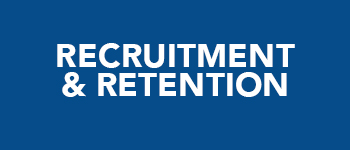 recruitment and retention in white text on blue rectangle