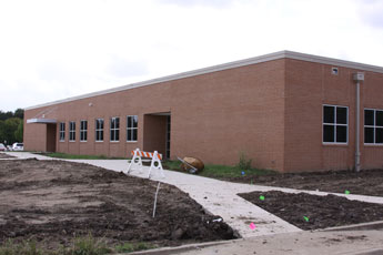 Northeast corner of the new classroom addition 