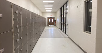 New fine arts wing hallway leading to band facilities 