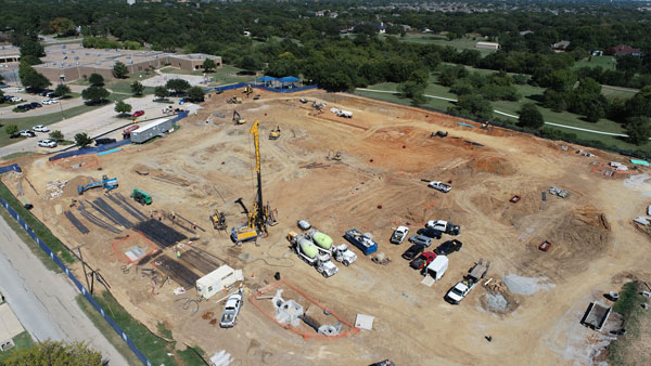 Aerial image of the southwest corner of the FES construction site 