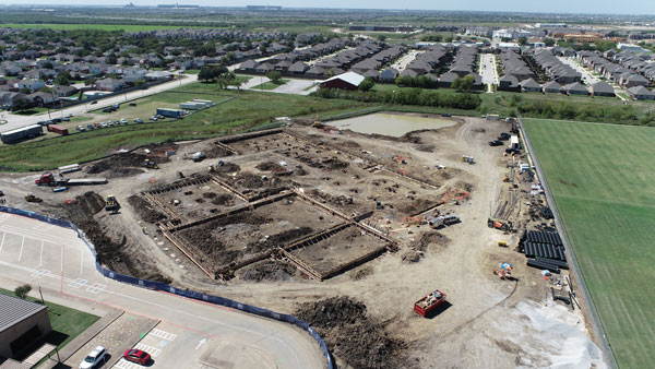 Aerial image of the northeast corner of the HES construction site 